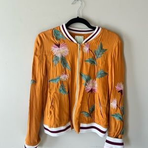 Anthropologie Elevenses Orange Bomber Jacket